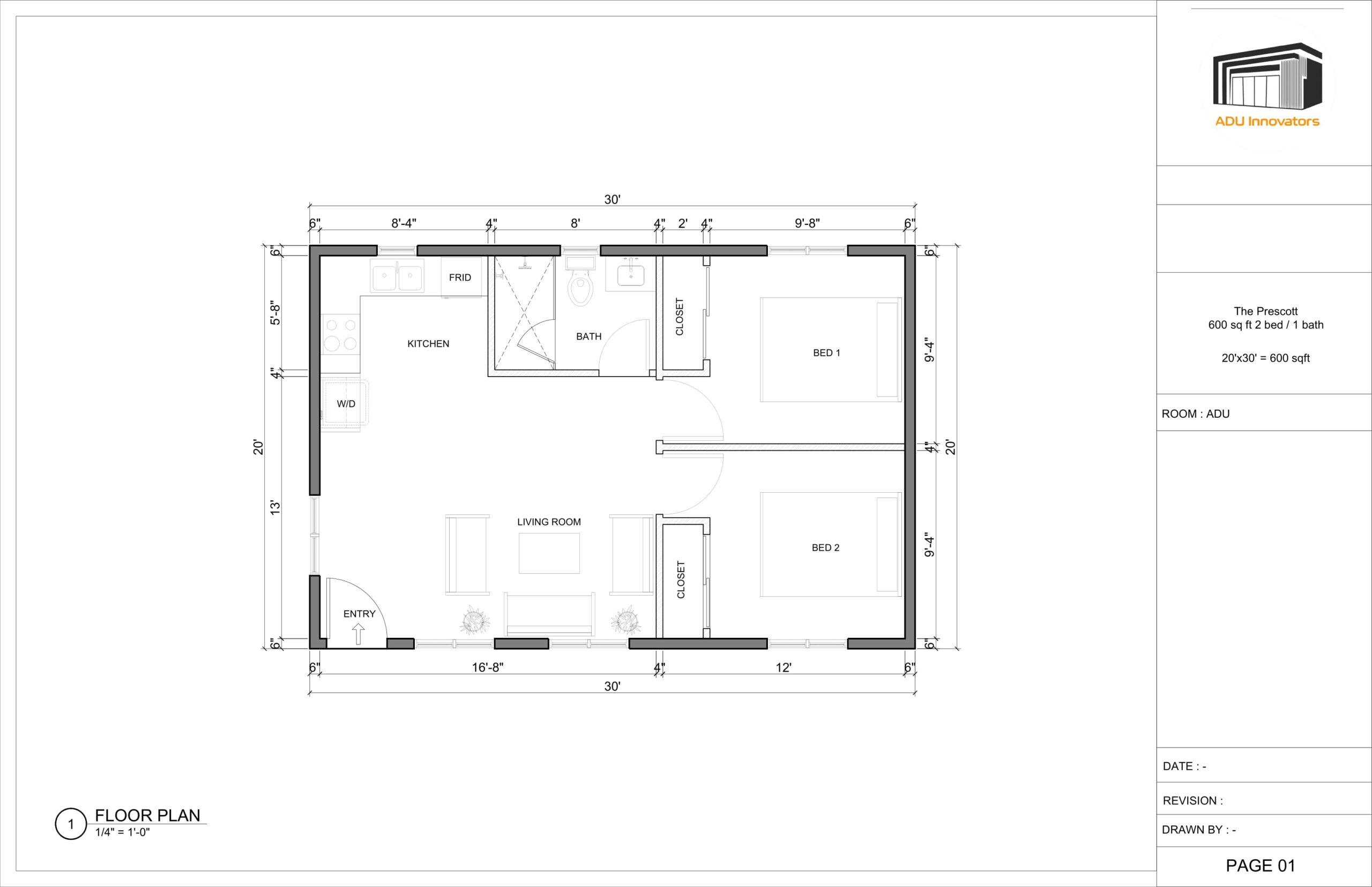 20X30 2 BED 1 BATH full 2 1 scaled